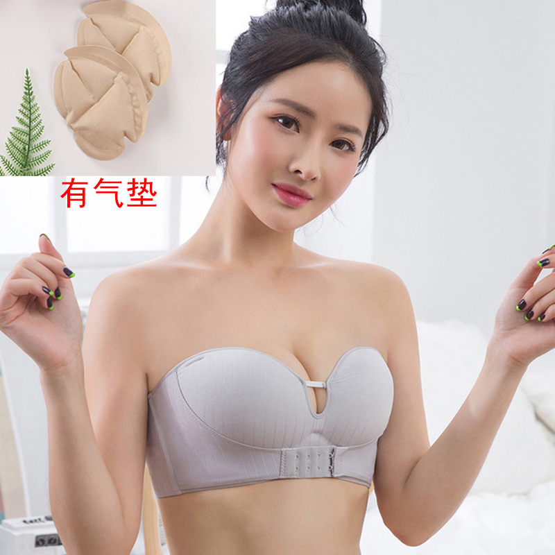 đồ lót bơm hơi phía trước khóa quây womens thu thập chống trượt cộng với dày vòng thép mỏng lớn đám cưới màu đỏ váy áo ngực.