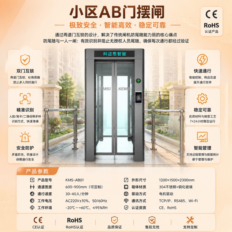 Anti-Tailgating Access Control System, 24-Hour Unattended Self-Service Gym, Anti-Card-Swiping, Dual-Door Interlocking Linkage, Ab Doors