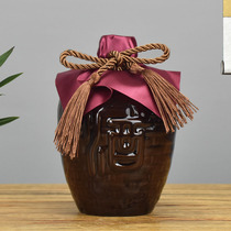 Yixing earth pottery ceramic wine bottle one pound empty wine bottle Household sealed wine can jug old-fashioned antique wine jar 1