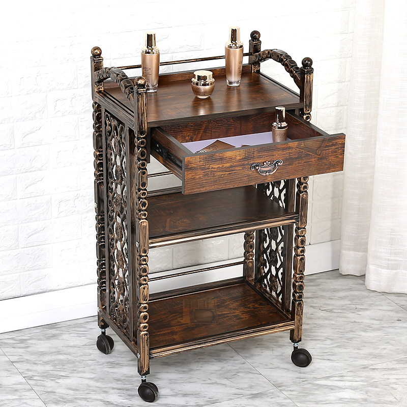 Beauty trolley three-story beauty salon small trolley multi-functional mobile tool car embroidery car manicure car shelf