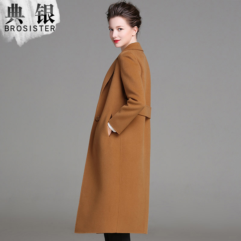 Double-sided cashmere coat women's mid-length version 2021 new autumn and winter woolen long version over-the-knee slim double-sided woolen coat