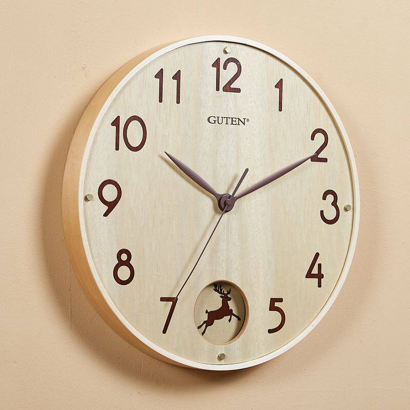 Admiralty Deer Head Swing Solid Wood Hanging Bell Music Newstime Clocks Nordic Minimis Modern Living Room Bedroom Quartz Clock