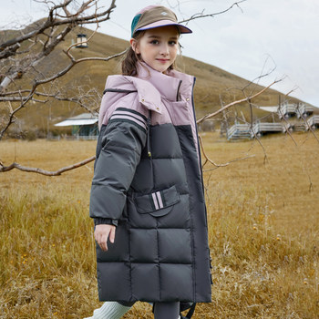 Authentic Balapin Children's down Jacket for Girls, Mid-Length 2025 New Stylish Thickened Winter Coat for Older Children