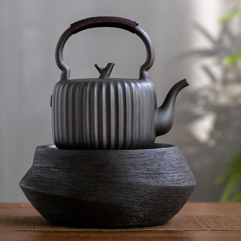Simple Tea Art Black Crystal Stove Silent Tea Stove Ceramic Household Japanese Pottery Boiling Teapot Tea Boiling Water Boiling Teapot