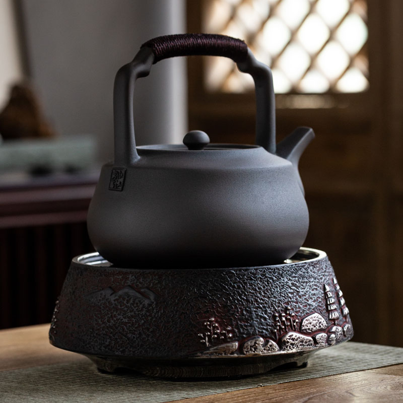 MiShantang Cooking Tea Black Crystal Stove Tea Furnace Silent Iron Pot Burning Water Tea Table Mini Home Cooking Tea Ware Tao Electric Stove