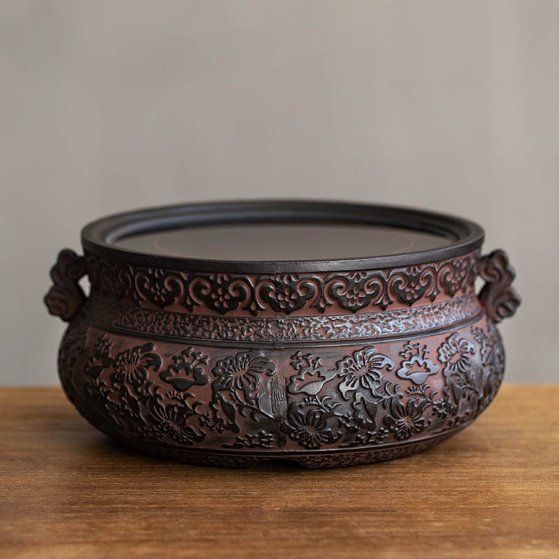 Chinese style retro cooking tea black crystal stove Home mute tea stove Desktop iron pot silver pot burning water to cook tea pottery stove