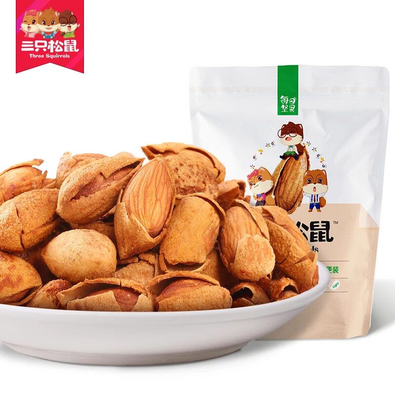 Three squirrel pouches daily nut series dry goods hand peeled almond 120g dried fruit almond almond