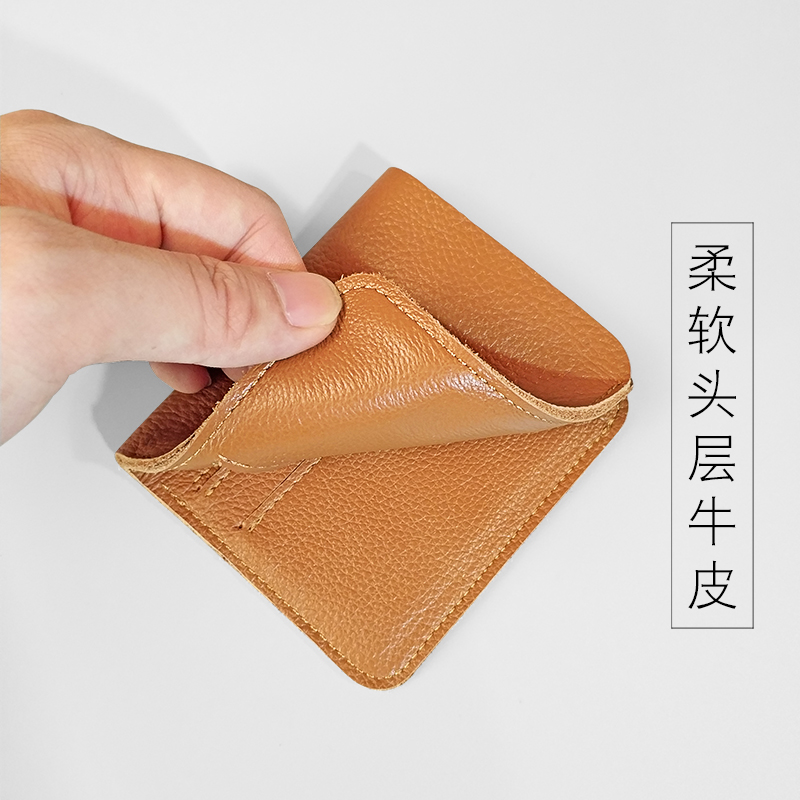 Ultra Slim Mini Wallet Short of driver's license genuine leather calf leather Young men and women Vertical Money Clip Soft Leather Free Lettering-Taobao