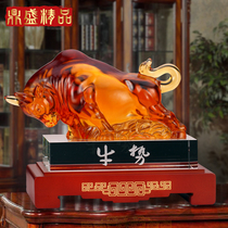 Pure glass boutique Wall Street cow ornaments Fortune such as rainbow Feng Shui crafts housewarming opening office decoration