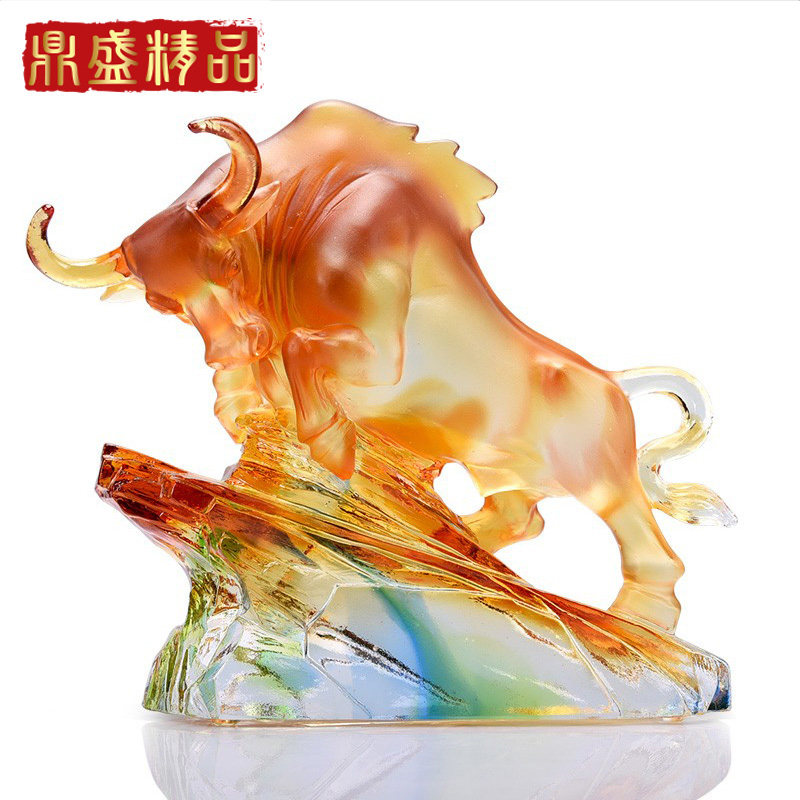 Zhengzong Law Glazed Bull Swing Piece of Finance and Feng Shui Office Boss Table Process Gift Crafts Gifts Swing Accessories company Store Opening Gift