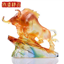 Authentic ancient method glazed cow ornaments Zhaocai Feng Shui Office boss table Crafts Company shop opening gifts