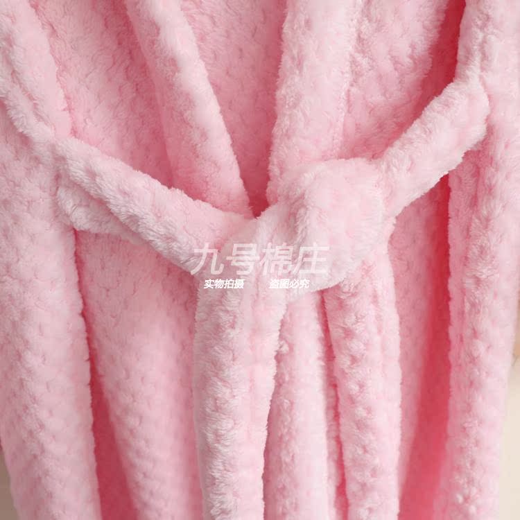 Áo choàng mùa thu và mùa đông nữ flannel trùm đầu áo choàng nhung san hô những người yêu thích áo choàng nhà nam áo len nam áo ngủ dày phần dài đồ pijama nam