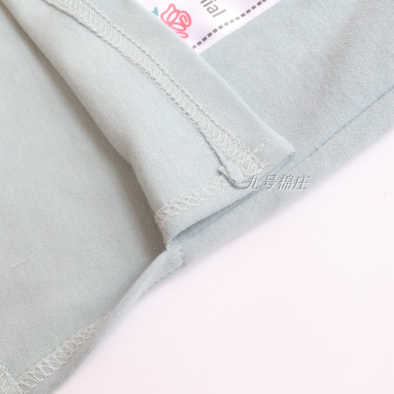 Bộ đồ ngủ cotton mùa xuân và quần dài tay nữ dệt kim cotton len cổ chữ V cỡ lớn cộng với chất béo màu rắn phiên bản Hàn Quốc bộ đồ mặc nhà mùa hè