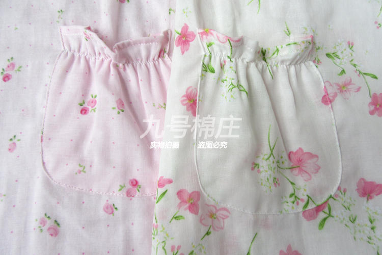 Bông gạc đôi nightdress nữ ngắn tay mùa xuân và mùa hè phần mỏng cotton đồ ngủ phần dài dâu tây tươi hoa nhà ăn mặc