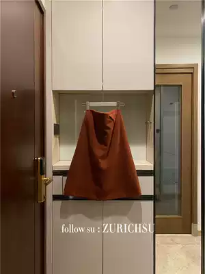 Magenta skirt all-match and solid wearing hip short wool A version of wool skirt