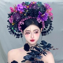 Genuine Quanzhou Xunpu femme traditionnelle coiffure Flower Surrounding Hair Hoop Dark Black Ensemble Enchantment Black Horse Noodle Dress