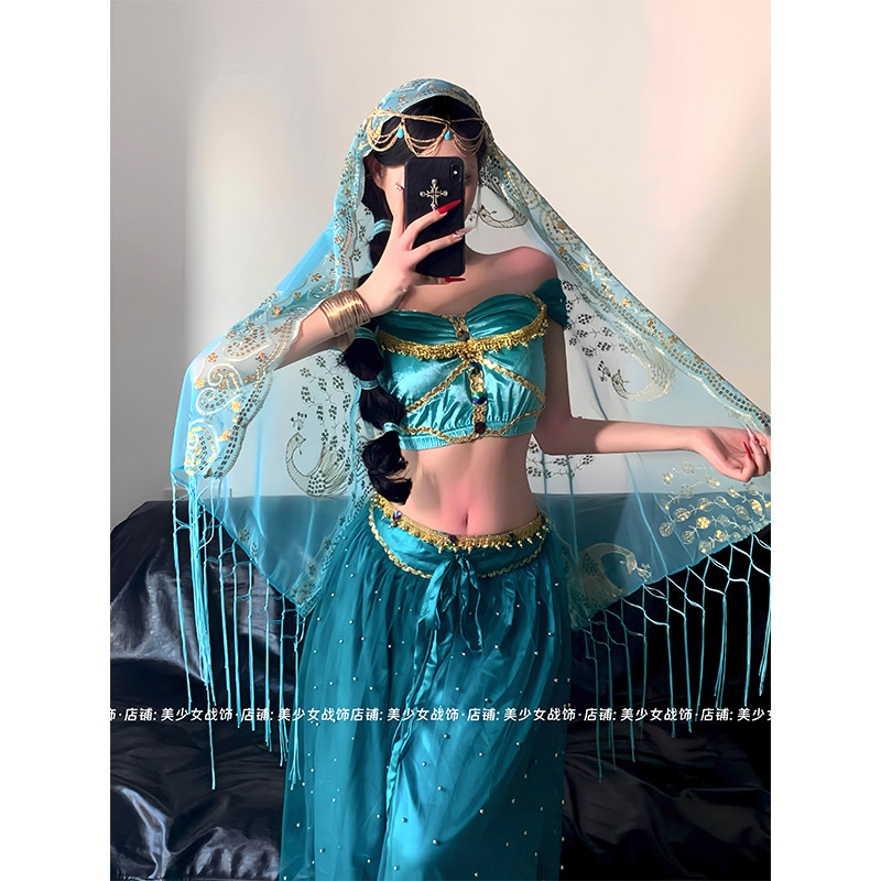 Aladdin Jasmine Princess Hong Kong Disneyland Dunhuang Desert Outfit Cosplay Princess Belly Dance Performance