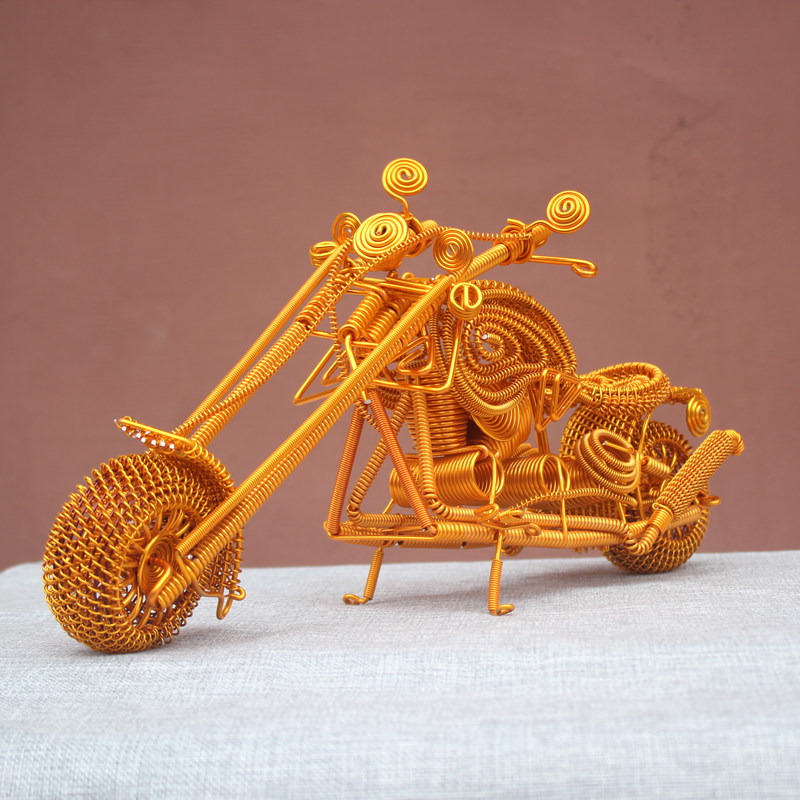 Pure Handicrafts Aluminum Wire Locomotive Home Decoration Pendulum Pieces Iron Wire Diy Woven Children's Toy Birthday Present