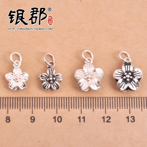 Аксессуары ручной работы, плетеная ручка, двусторонная подвеска в форме цветка, браслет из красной нити, серебро 925 пробы, DIY, жемчужное серебро