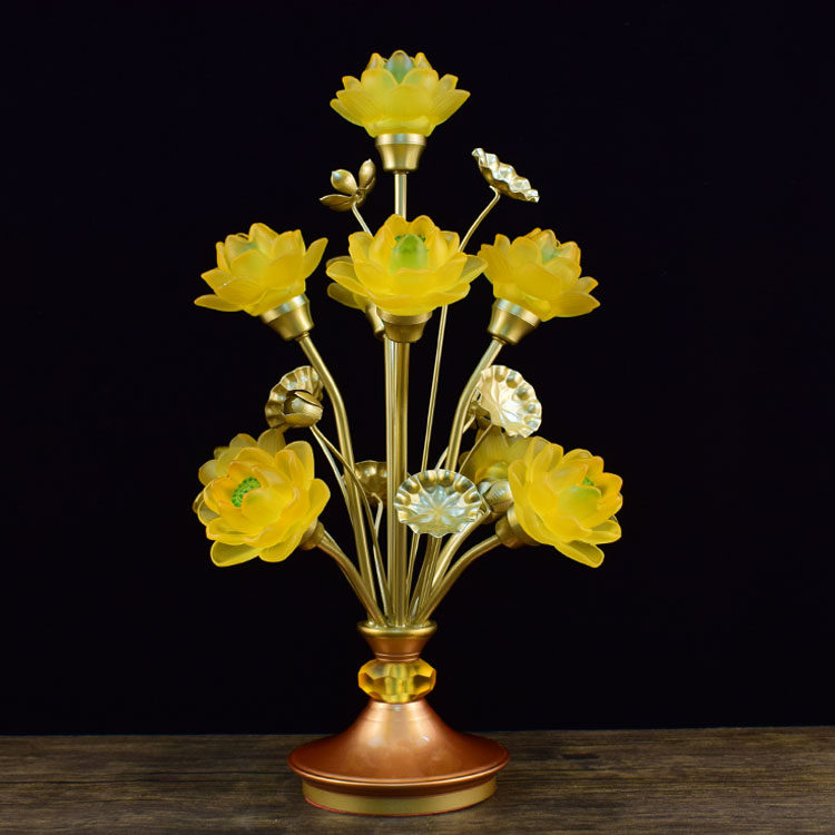 Seven-pin lotus lamp Buddha for lamp Changming lamp Buddha with led colorful glass lamp for Buddha lamp Guanyin Buddhist hall for lamp