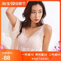 No steel ring bra bra vest thin underwear women big chest show small beauty back triangle cup lace edge sexy bra 5187