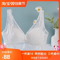 Comfortable love beauty back underwear female French triangle cup big chest small sexy lace no steel ring bra summer thin 5185
