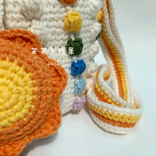 Радужная сумка через плечо, плетеный крючок для вязания, милое свежее универсальное ведро, DIY