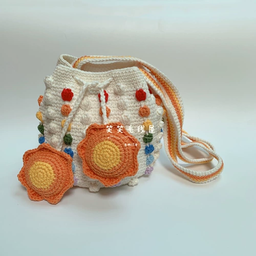 Радужная сумка через плечо, плетеный крючок для вязания, милое свежее универсальное ведро, DIY
