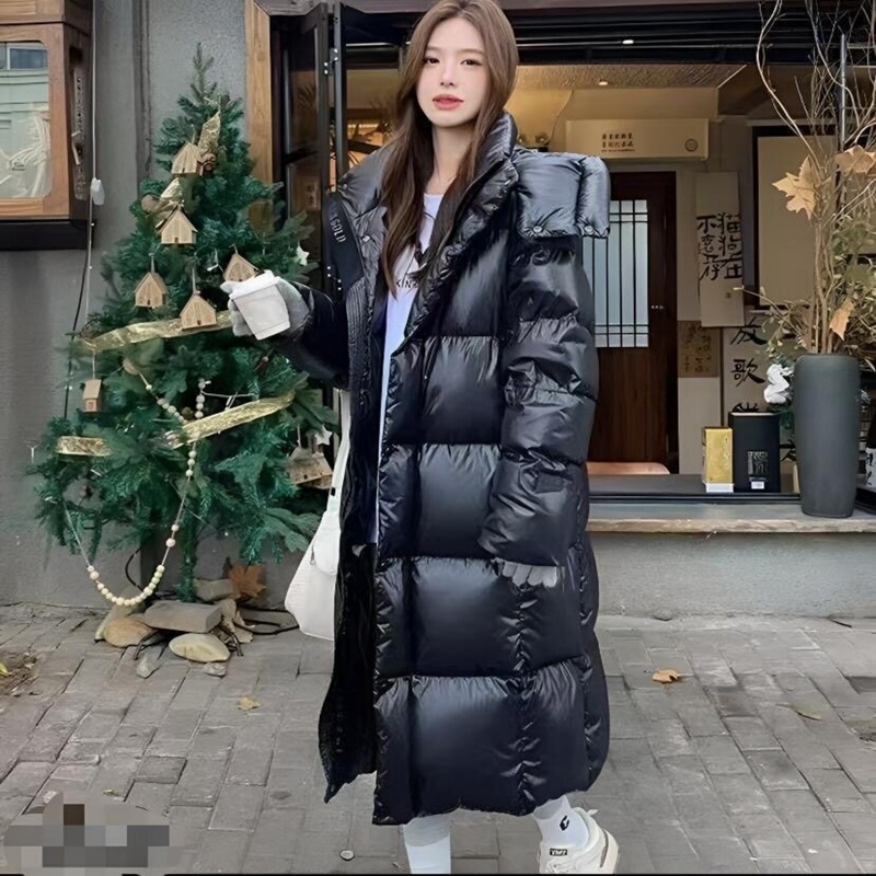 Yalu Genuine Black Diamond Long down Jacket for Women, 2026 New Fashion Glossy No-Wash Thickened Warm Winter Coat