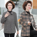 Весеннее демисезонное шерстяное пальто для матери, для среднего возраста, коллекция 2021, большой размер, 50 лет