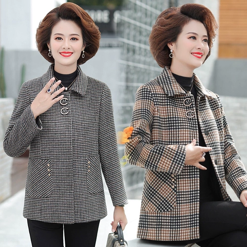 Весеннее демисезонное шерстяное пальто для матери, для среднего возраста, коллекция 2021, большой размер, 50 лет