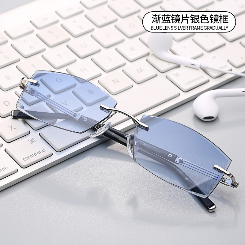 Cutting Edge Sunglasses Men's Business Eyes Small Frames Sunglasses Without Sides Glasses Round Face Sunglasses Light Color Frames Square