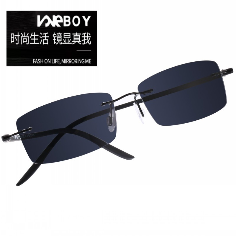 Sun Glasses Male Tide Color Mirror Ultra Light Glasses Square Bias Mirror Without Rim Eyes Small Round Face Sunglasses Near glasses