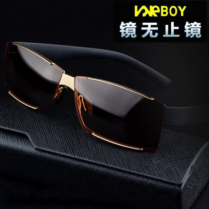 No-border sunglasses square sunglasses anti-far light sunglasses driver's drive biased mirror driving light increasing glasses