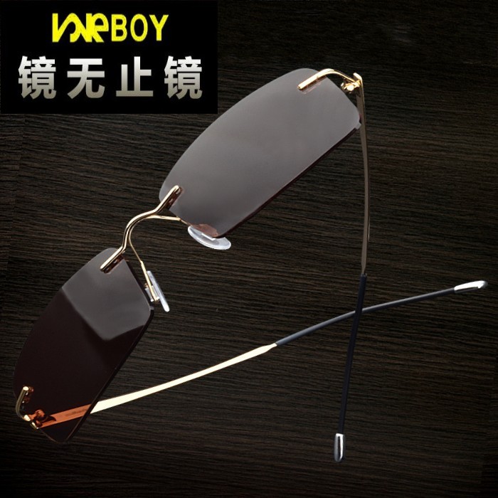 Discoloration Near-lens square sunglasses Small face sunglasses without frame glasses Driving myopia eye Driver Polaris