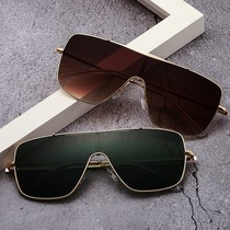 Metal big frame sun glasses mens tide eyes square one-piece glasses one-body mirror wind film glasses European and American sunglasses Korean version