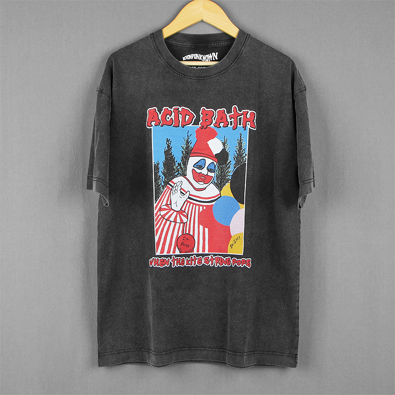 Acid Bath Acid Bath Mud Metal Rock Fashion Short-Sleeve Printed Washed Long-Sleeve Clown Killer T-Shirt