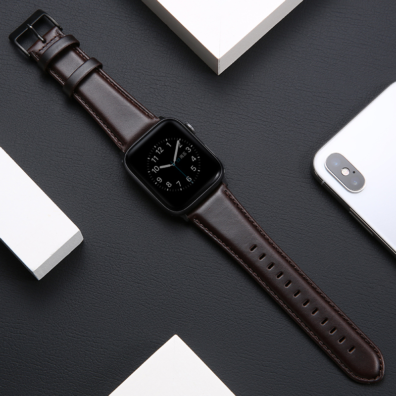 Suitable for Apple Watch 9, Oil Wax Leather Strap, Genuine Leather, 10Th Generation Apple Watch S7 Leather Strap, iWatch 8 Strap