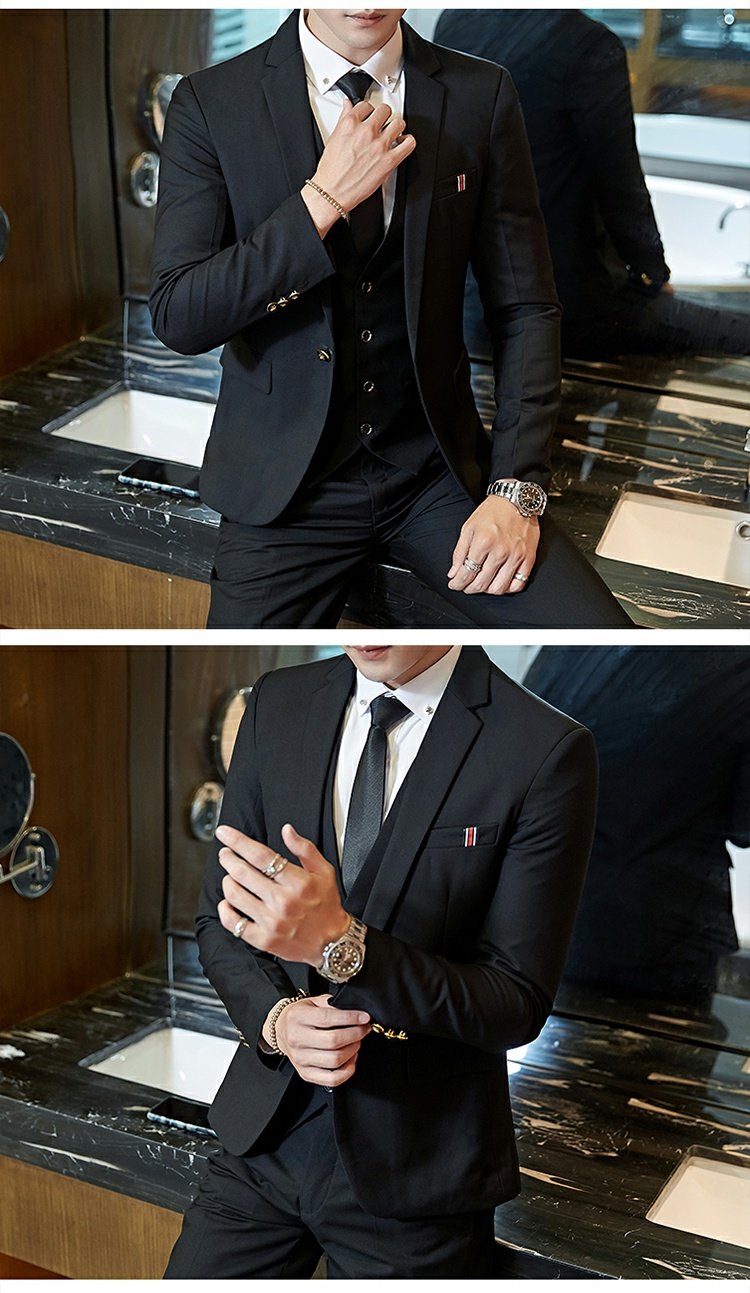 Bộ đồ vest Playboy phù hợp với nam hai mảnh phù hợp với trang phục chuyên nghiệp trang trí cơ thể chú rể - Suit phù hợp quần nam ống rộng