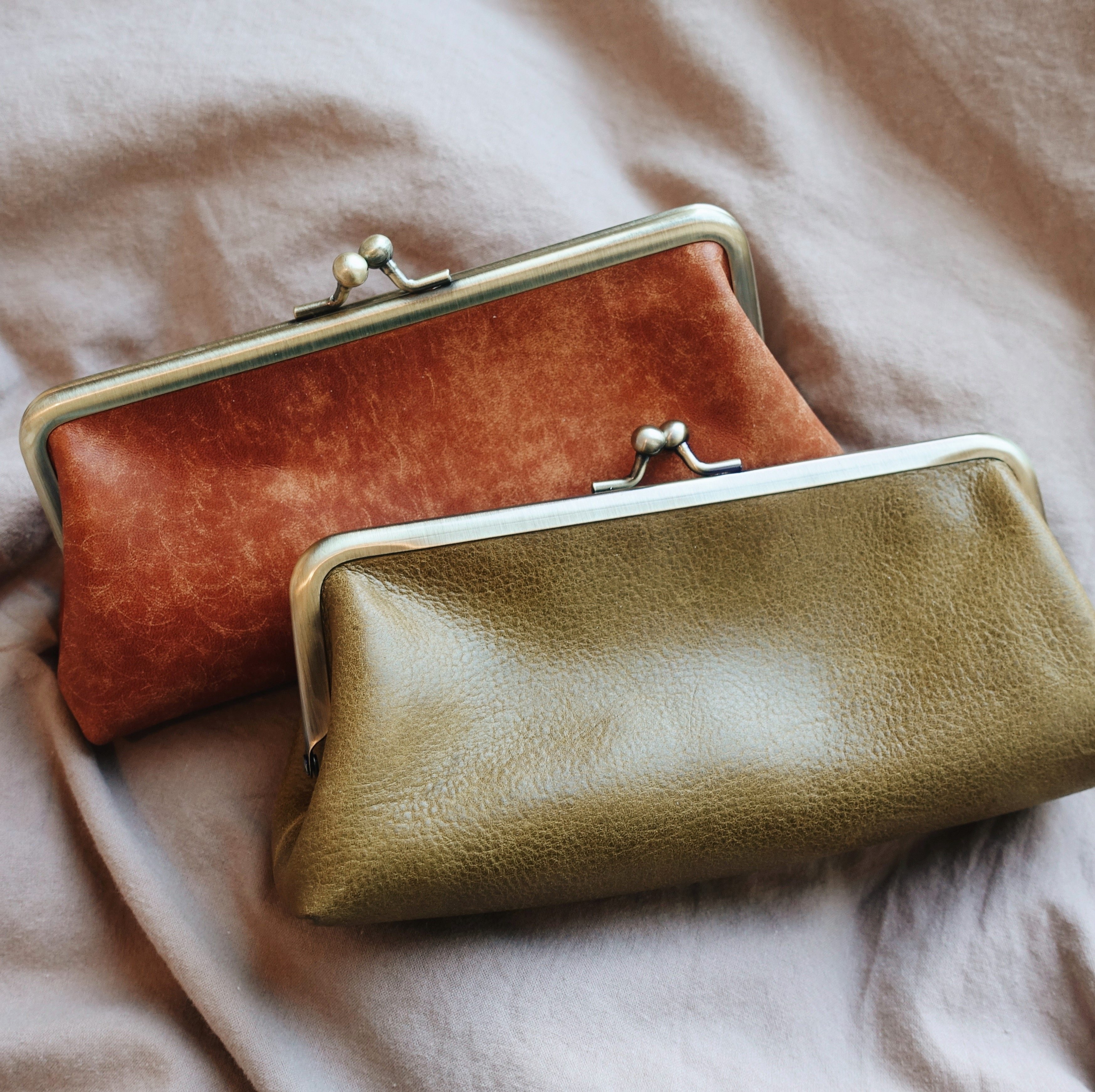 Wuzhi WUZHI® Square Genuine Leather Retro Mouth Gold Bag Stationery Pen Case Cosmetic Bag Large Capacity High Quality Gift