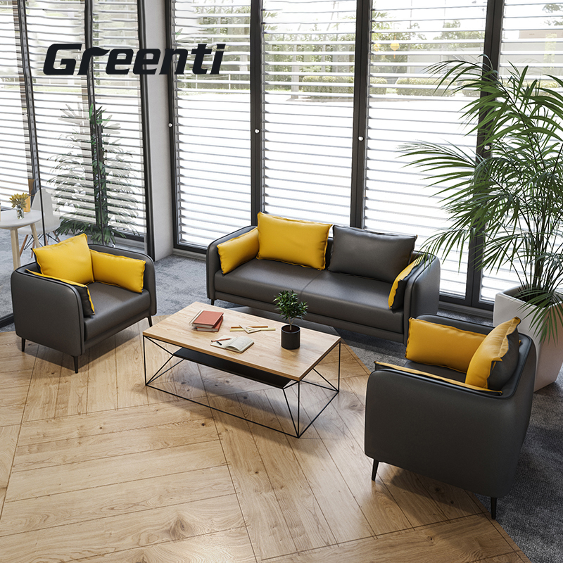 Getai boss office sofa simple modern tea table combination set business reception reception three-person sofa