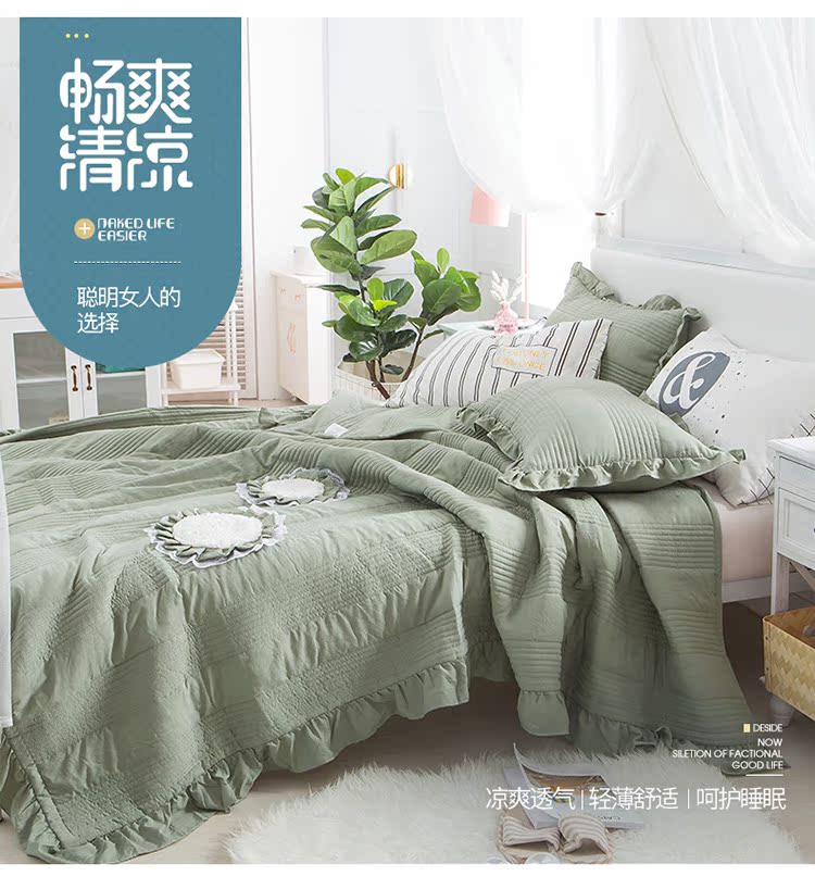 Tấm trải giường Hàn Quốc ba mảnh hoa thủ công châu Âu và Mỹ và được nhồi bông bằng tấm có thể giặt thảm trải giường thay đệm