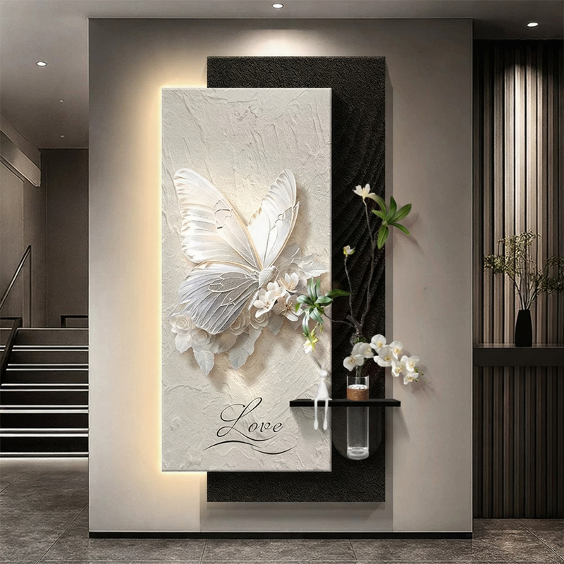 2026 New Butterfly Entrance Decorative Painting, Hanging Painting Facing the Door, Relief Three-Dimensional Corridor Wall Art, Light Painting 2026 New Butterfly Entrance Decorative Painting, Hanging Painting Facing the Door, Relief Three-Dimensional Corridor Wall Art, Light Painting