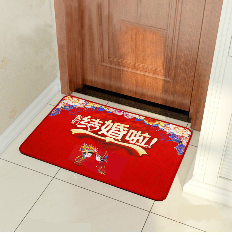 New wedding room decorated creative festivity supplies enter the carpet red wedding mat carpet doormat