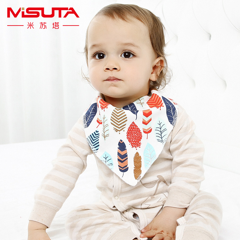 Misuta Baby Saliva Towel Baby Triangle Towels Cotton Newborn Children Double press buckle Purse Scarves spring