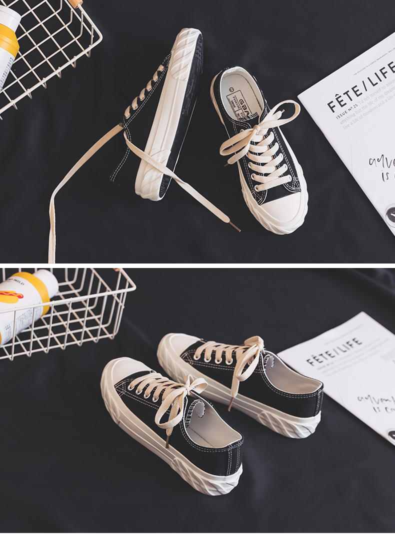 Giày đế xuồng nữ đường phố chic chic giày retro xấu xí gió dâu gai giày vải siêu cháy giày đen giày bitis nữ