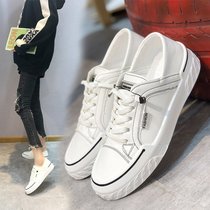 Small white shoes womens spring 2021 New Korean casual flat sole shoes Net red one pedal casual board shoes