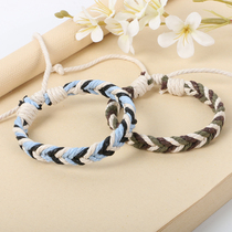 ins Mori literature and art retro cotton woven hand rope simple Japanese hipster bracelet male and female students couples