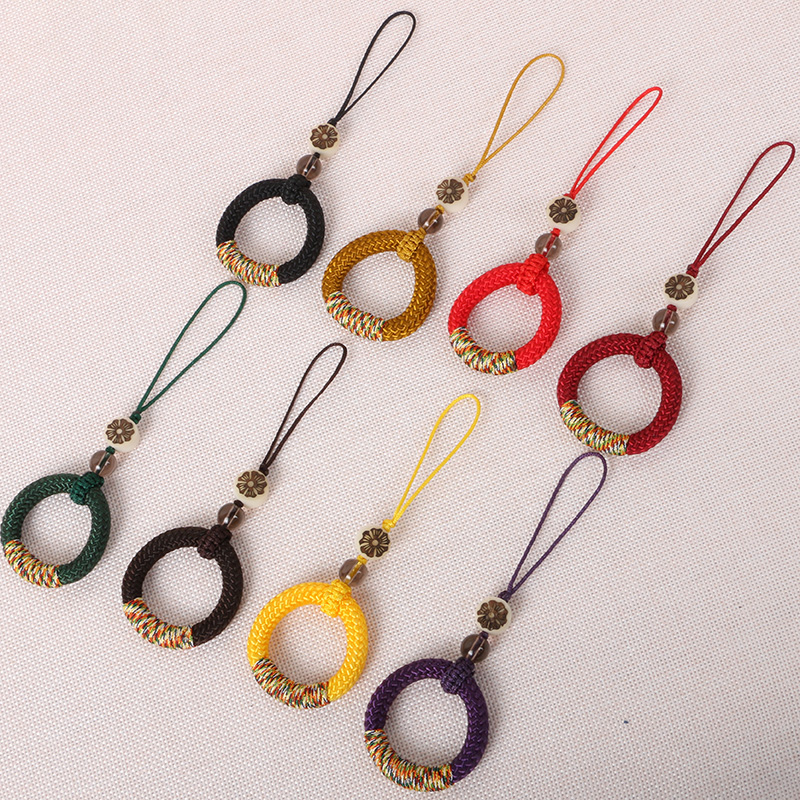 Hand-woven mobile phone ring buckle lanyard short chain personality creative men's car keychain U disk pendant Apple