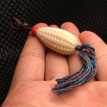 Zen simple style natural ivory carving corn keychain tassel pendant creative bag hanging pendant jewelry